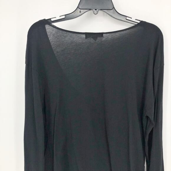 Treasure & Bond Womens Twist Top Medium Black Long Sleeve V-Neck Sheer NWOT - Picture 6 of 8